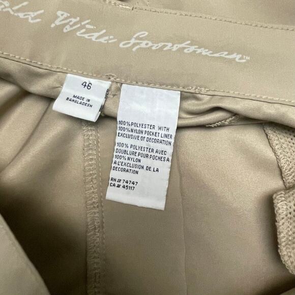 World Wide Sportsman Khaki Mens Fishing Shorts Size 46 Lightweight Tan - Picture 3 of 5
